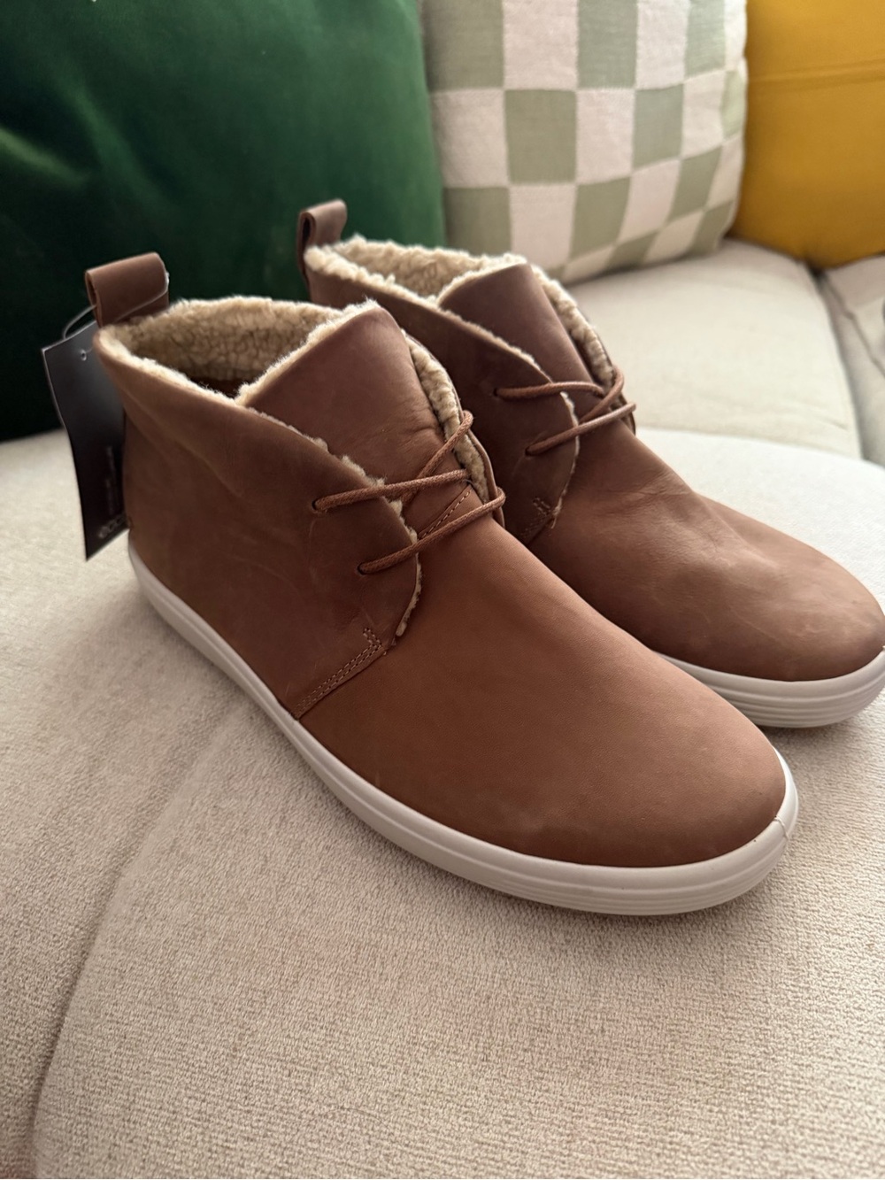 NEW Ecco shearling booties boots EUR 42 US 11 brown moccasin chukka